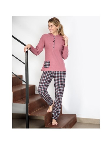 Pijama punto milano mujer rosa