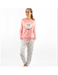 Pijama de mujer en manga larga, oveja coqueta.