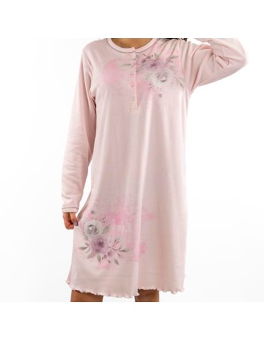 Camisón de invierno para mujer en algodón sonia rosas