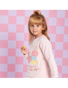Pijama en coralina de niña, macarons.