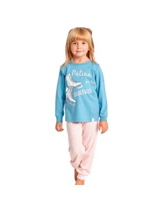 Pijama en algodón de invierno de niña, patinaje.