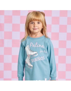 Pijama en algodón de invierno de niña, patinaje.