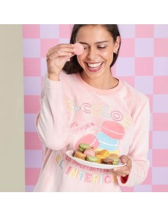 pijama para mujer de invierno en coralina muydemi 250302 macarons