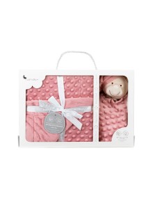 set de regalo para bebe de manta y dou dou oso en rosa maquillaje de interbaby