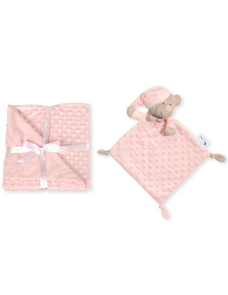 juego de manta y dou dou modelo oso en rosa