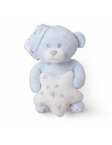 peluche oso del set de regalo para bebe con manta y dou dou interbaby en celeste