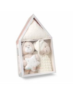 set de regalo para bebé de mantita con peluche y dou dou  modelo oso de interbaby en celeste 2