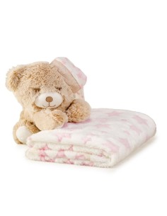 manta y peluche oso para bebé modelo oso en rosa de interbaby