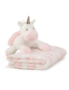 manta para bebé con peluche unicornio rosa de interbaby