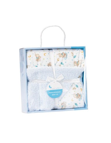 manta para bebé de interbaby modelo elefante en celeste