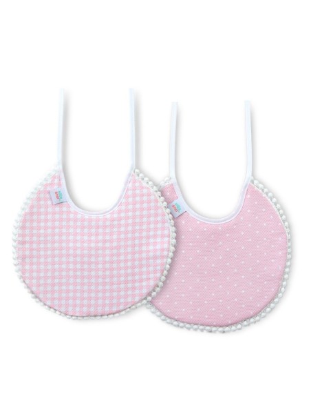 baberos de vestir pack de 2 para bebe en rosa modelo lunares y vichy de interbaby