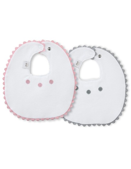 interbaby pack de 2 baberos de vestir con piculina rosa-gris