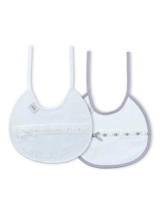 pack de 2 baberos de vestir para bebé modelo pasacintas celeste-gris de interbaby 2