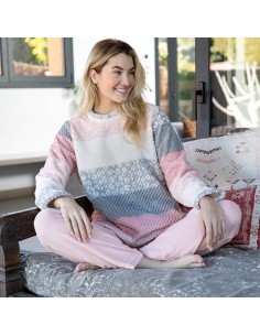 pijama de mujer en coralina y pantalon polar muslher 226631