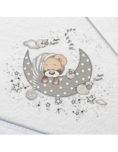 juego de sabanas en franela para minicuna de bebé modelo osito en gris interbaby