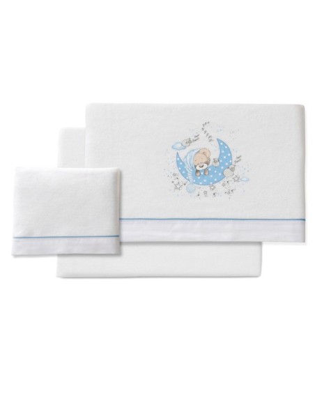 sabanas de franela para minicuna modelo osito n celeste de interbaby