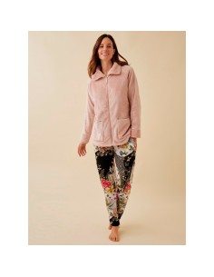 pijama y bata de mujer conjunto de tres piezas para invierno promise 13833