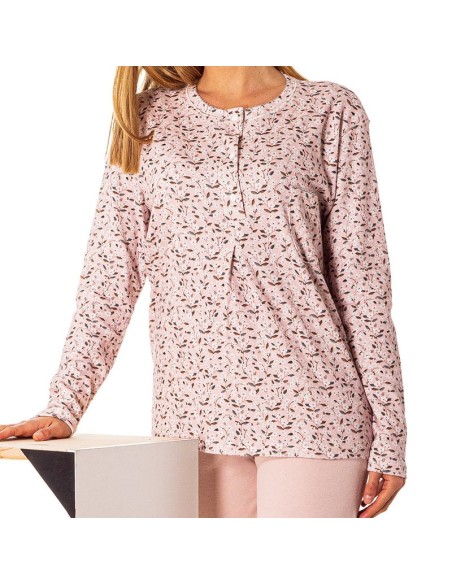 Pijama mujer de algodón-poliéster de invierno Leniss