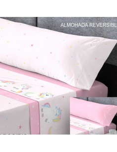 juego de sabanas de tela para cama infantil modelo arcoiris rosa catotex