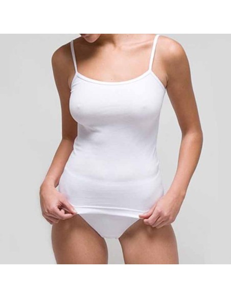 camiseta interior para mujer de tirante fino en algodon elasticorapife 2205