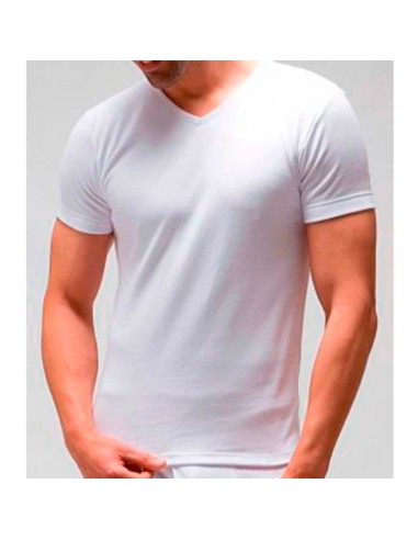 camiseta interior para hombre con cuello de pico en manga corta de algodón térmico rapife 821