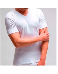 camiseta para hombre interior en manga corta y cuello de pico en algodon rapife 750