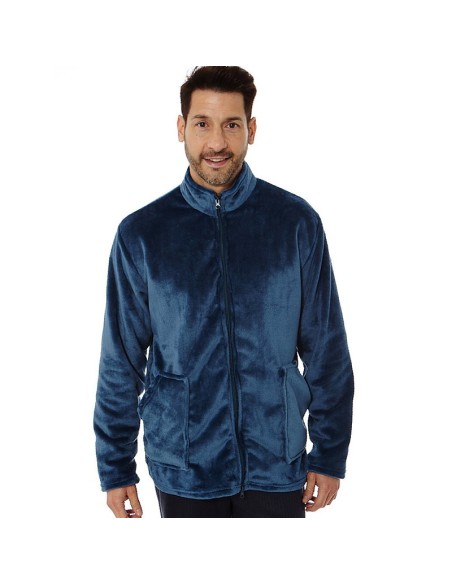 bata de hombre para invierno corta con cremallera en azul cobaltode  findel en coralina