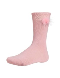 calcetín media para bebé con pompón para invierno en algodón de ysabel mora