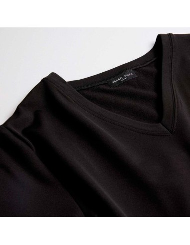 camiseta térmica acrílica para hombre de ysabel mora en manga corta y cuello de pico en negro