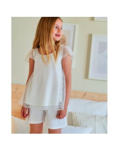 pijama de comunión de niña con tejido tul de lunares 5905 rapife