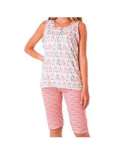 pijama de mujer para verano con pantalon pirata en algodon 5056P leniss