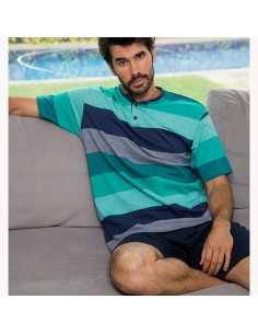 pijama para hombre de verano muslher 235002 manga corta azulones
