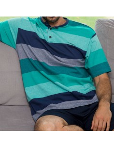 pijama para hombre de verano muslher 235002 manga corta azulones