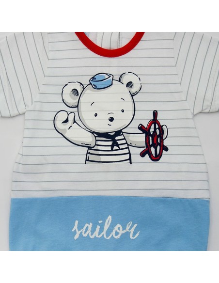 pelele para verano infantil niño en manga corta modelo osito marinero muslher