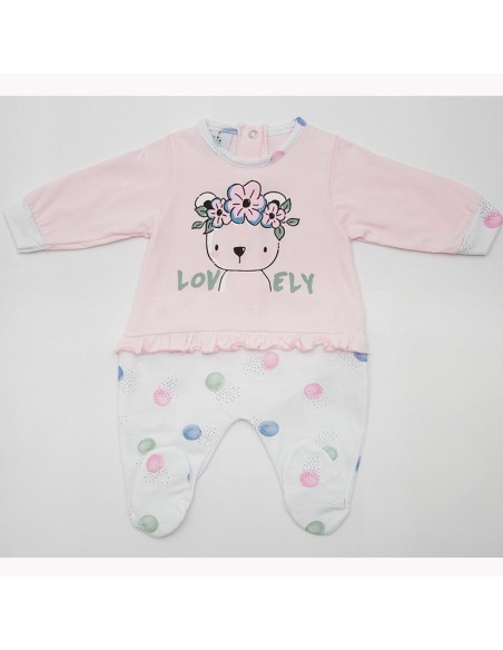 pelele muslher infantil para niña en algodón fino de manga larga modelo hawaiana