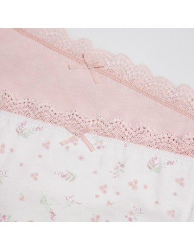 tanga en algodón con puntilla para mujer ysabel flores primaverales