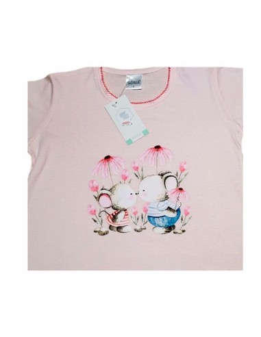 pijama de niña en algodón de manga corta  modelo amor ratonil sonia