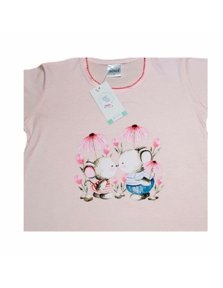 pijama de niña en algodón de manga corta  modelo amor ratonil sonia