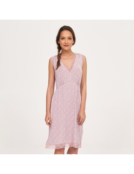 camisón de mujer para verano rosa palo con flores 263002 muydemi