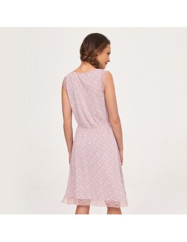 camisón de verano para mujer rosa palo con flores muydemi parte trasera