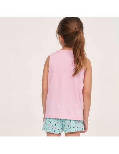 pijama de verano para niña en tirantas muydemi modelo caballitos de mar parte trasera