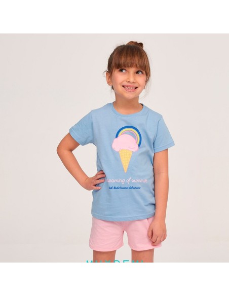 pijama de verano para niña muydemi helado en algodón