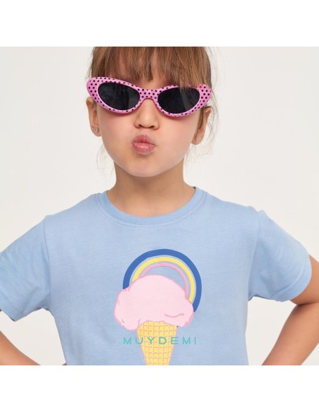 pijama para verano de niña en algodón de manga corta muydemi helado