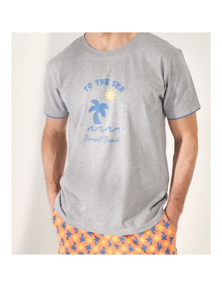 pijama de hombre para verano  en manga corta promise atardecer