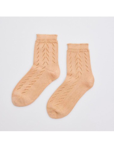 calcetín de hilo calado en camel para infantil de ysabel mora