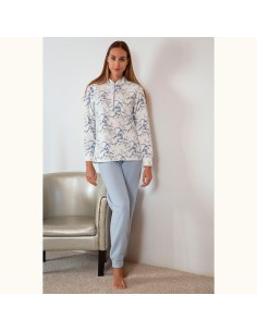 pijama de mujer para invierno muslher 236600 celeste en punto milano
