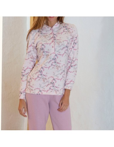 pijama muslher de mujer modelo ramillete rosa en punto milano