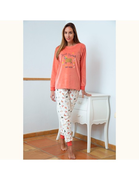 pijama de mujer para invierno de tejido suave muslher dulces sueños