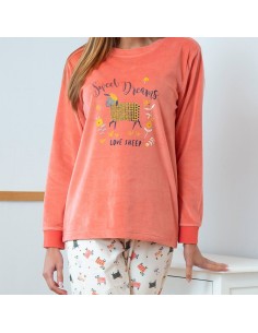 pijama de mujer para invierno de tejido suave muslher 236625 dulces sueños