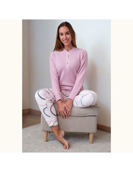 pijama de mujer para invierno en punto milano muslher 236603 rosa